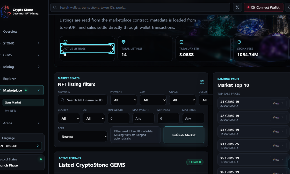 Marketplace desktop example screen