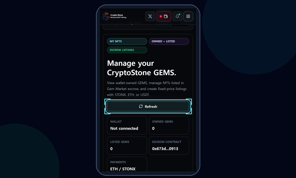 My NFTs mobile example screen