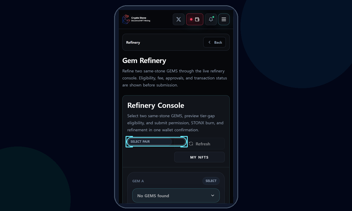 Refinery mobile example screen